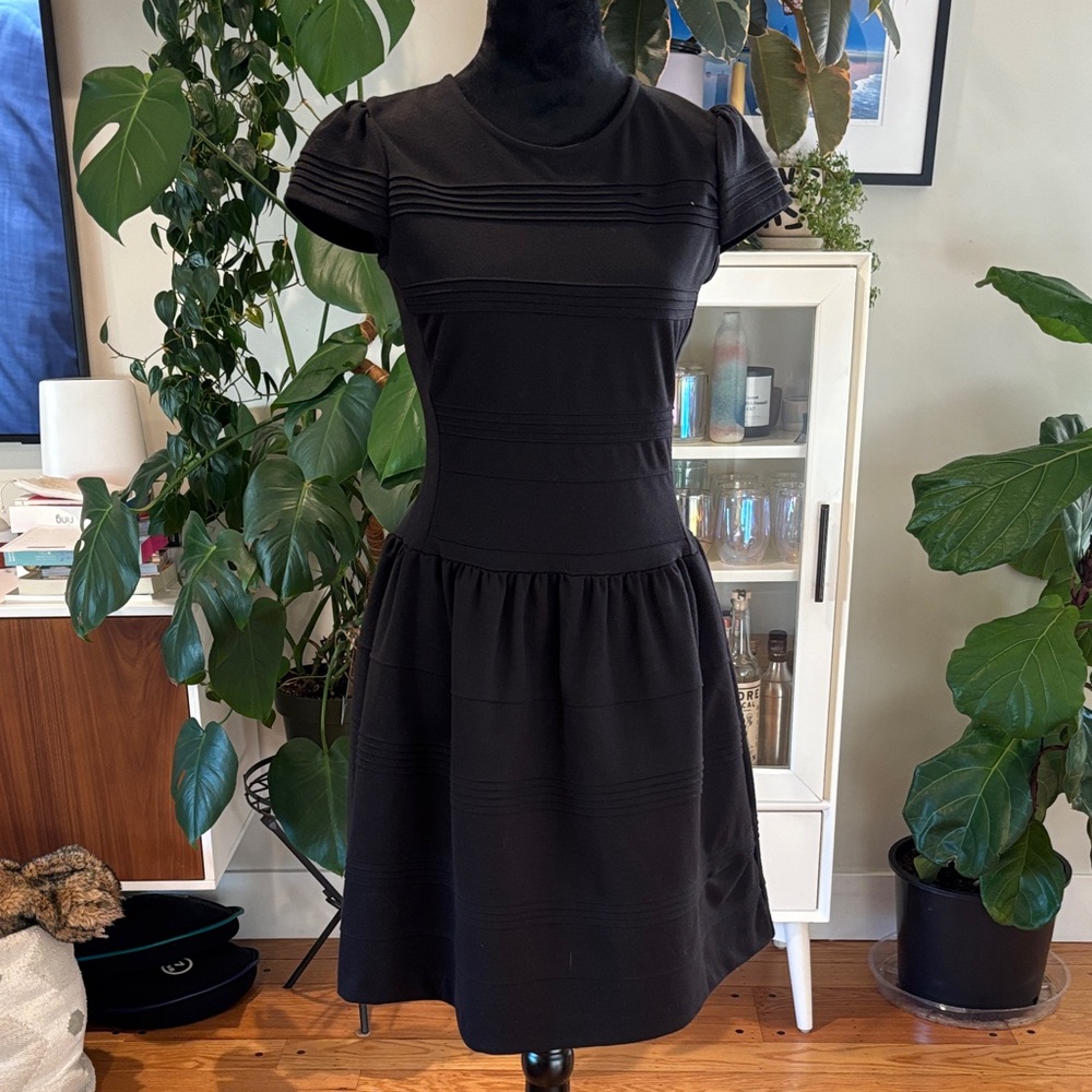 Elegant Striped Black Mini Dress